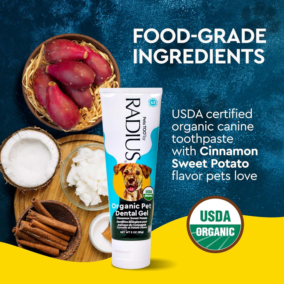 Close up of Radius dental gel texture for dogs