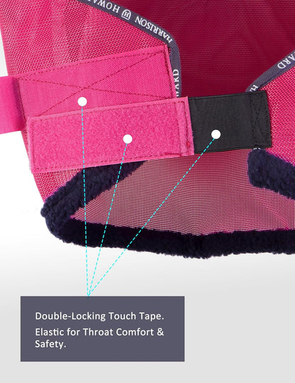 Adjustable jaw strap detail on horse fly mask