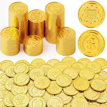 JOYIN fake gold plastic coins front view showing a pile of shiny party favors