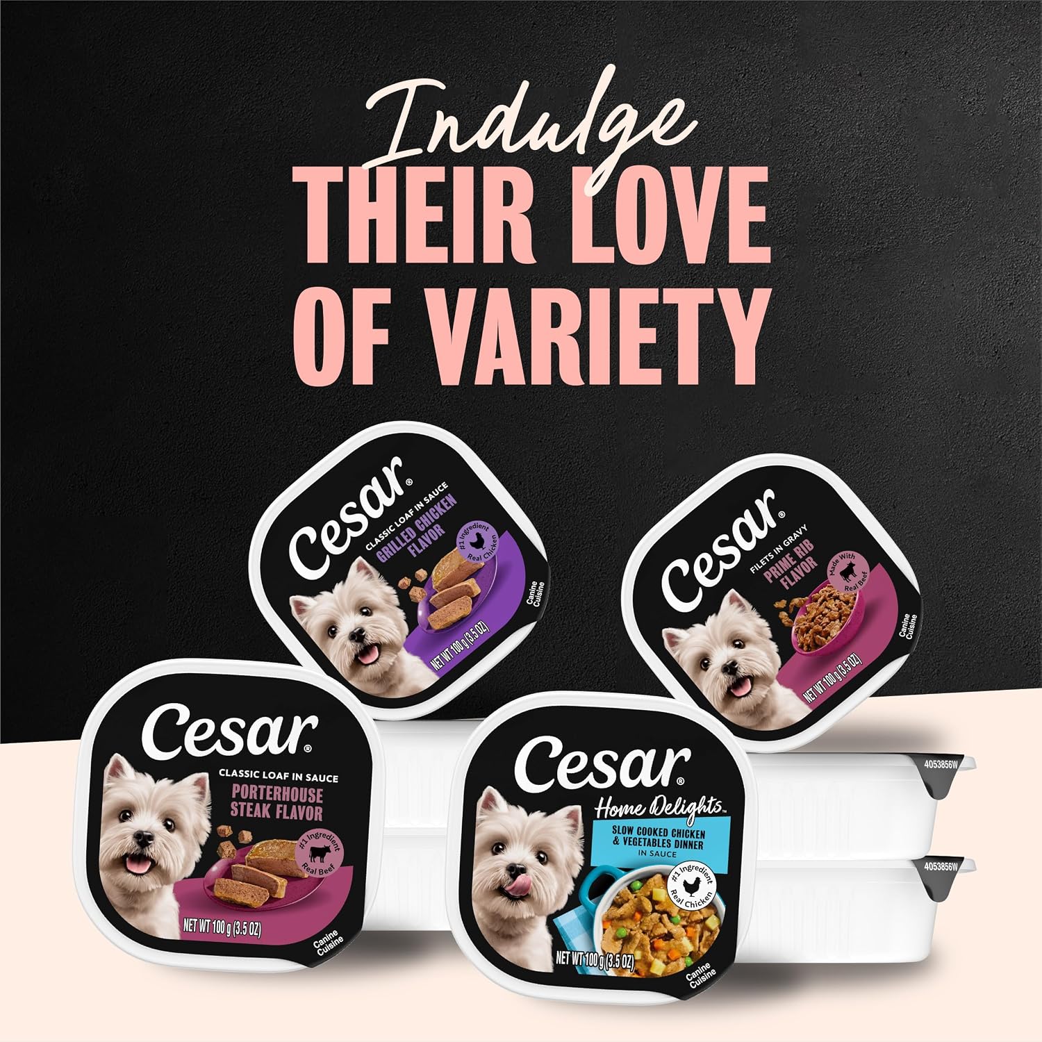 Easy-peel Cesar dog food tray for small breeds