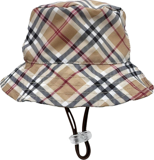 Huxley and Kent pet bucket hat front view in high street plaid