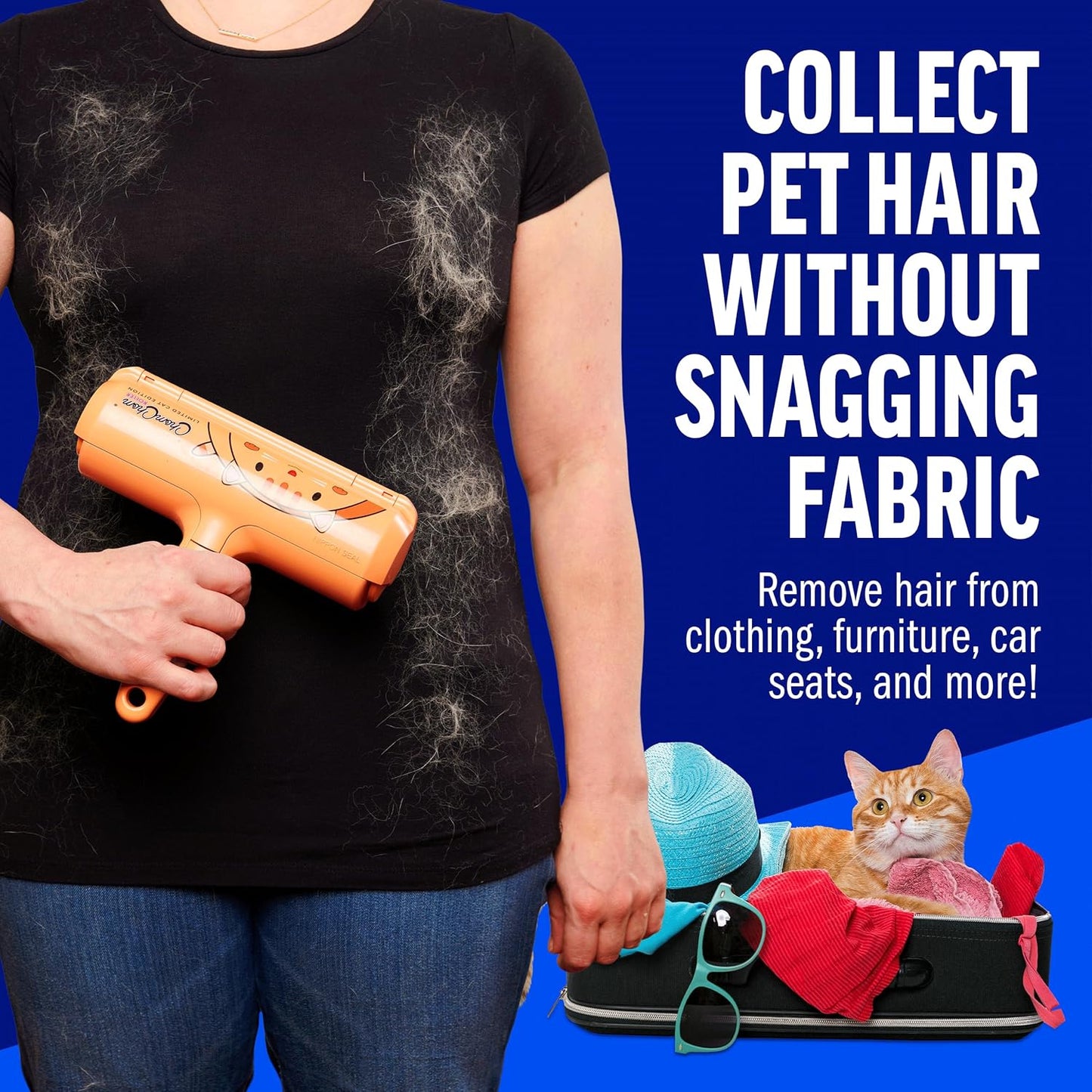 Built in dust compartment of the pet hair roller open view