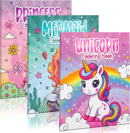ZICOTO fun coloring books for kids set of three front packaging view showcasing princess themes