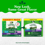 Greenies large breed canine dental chews in Original Fresh and Blueberry flavors