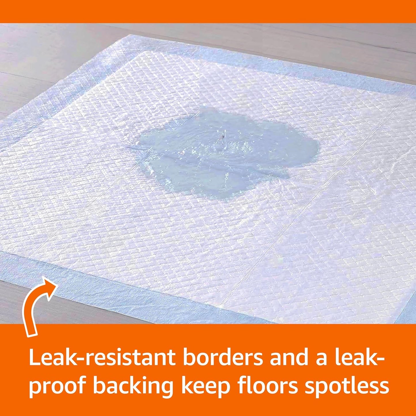 Leak proof dog training pad with blue plastic border liner