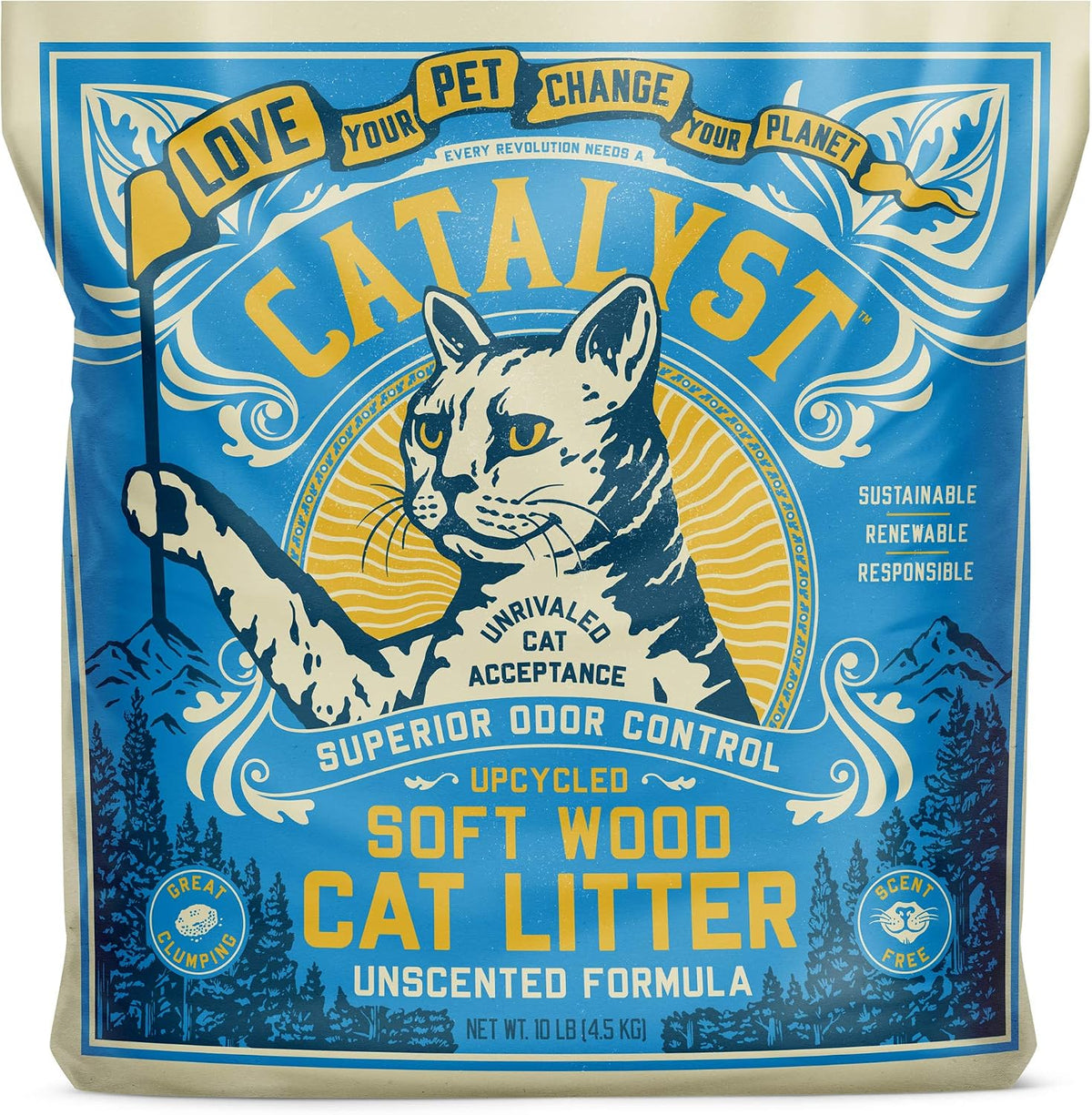 Catalyst lightweight low dust wood cat litter package back details