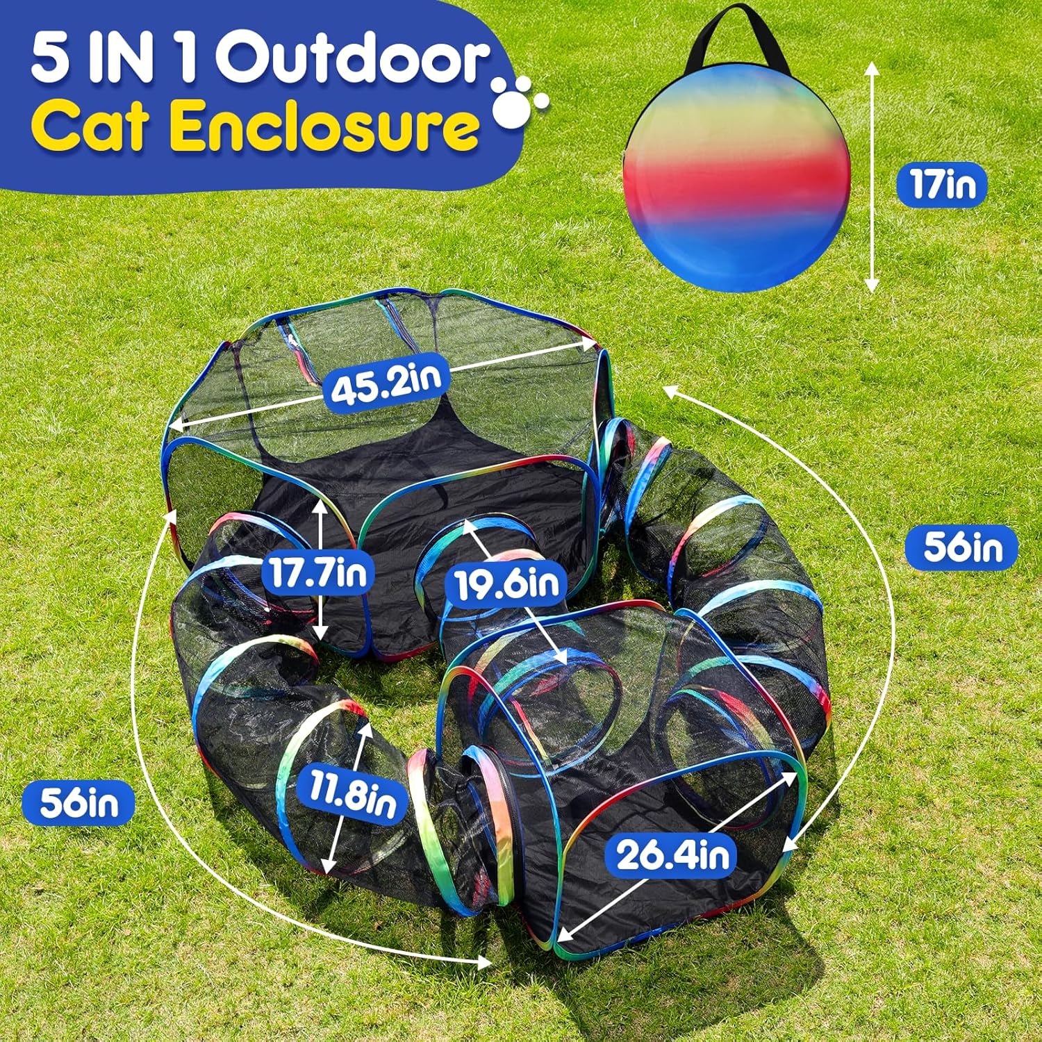 High-quality pop-up catio enclosure with a spacious hexagonal tent for indoor and outdoor use.