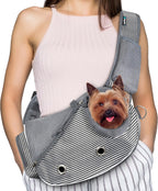 Lifestyle shot of PetAmi small dog sling for travel
