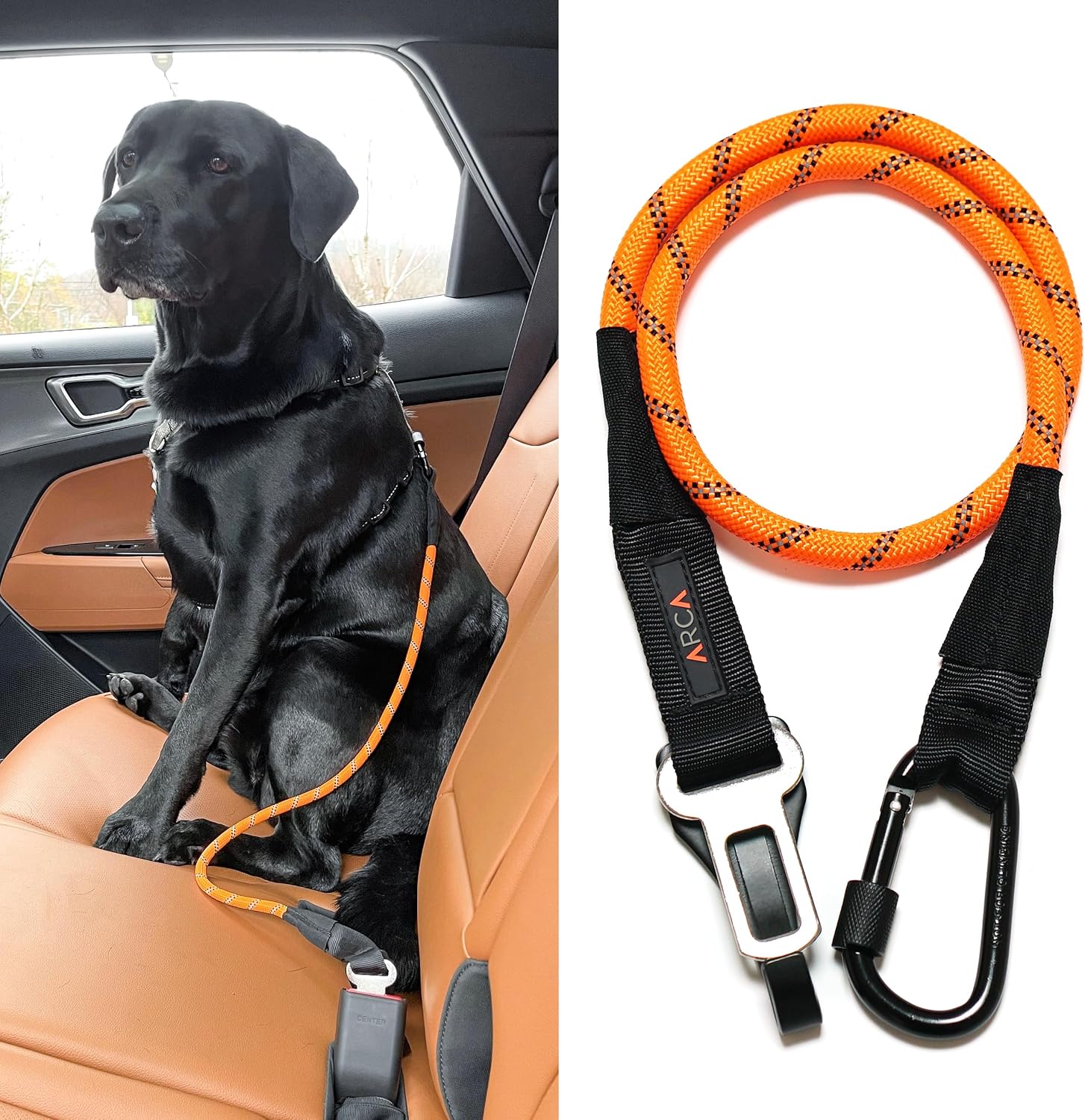 Dog Seat Belt for Car | Universal Dog Car Seatbelt | Durable Reflective Rope with Clip Hook Latch, Buckle and Carabiner- Safe and Secure Pet Safety Restraint (Army Green) - Image 10