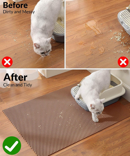 Cooyes Cat Litter Mat - Cut to Fit Any Place, 35"x23" Large Litter Trapping Mat for Litter Box, Easy to Clean, Waterproof & Non-Slip Kitty Pad, Scatter Control to Protect the Floor (Khaki) - Image 9