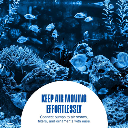 Flexible kink resistant aquarium hose connected to air stone setup
