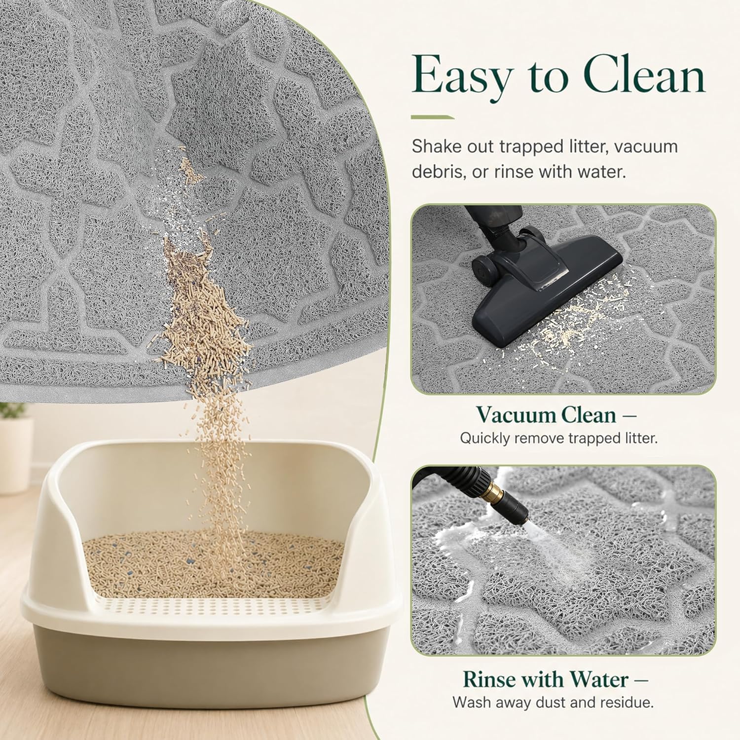 Yimobra easy clean pet mat being vacuumed for daily maintenance