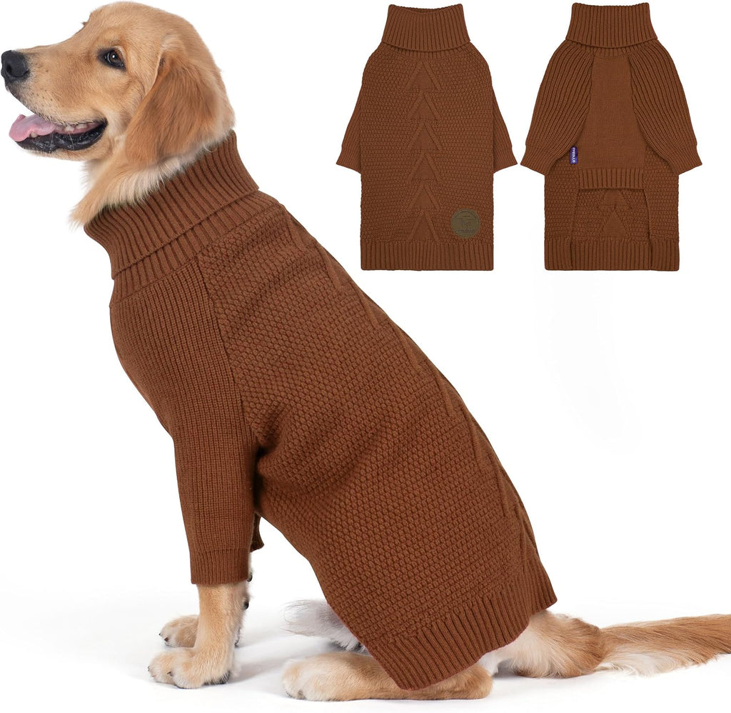 cyeollo Dog Sweaters for Small Dogs Boy, Pullover Turtleneck for Dogs Male, Knitted Doggy Fall Winter Warm Cold Weather Dog Clothes Apparel with Sleeves, Navy L - Image 14