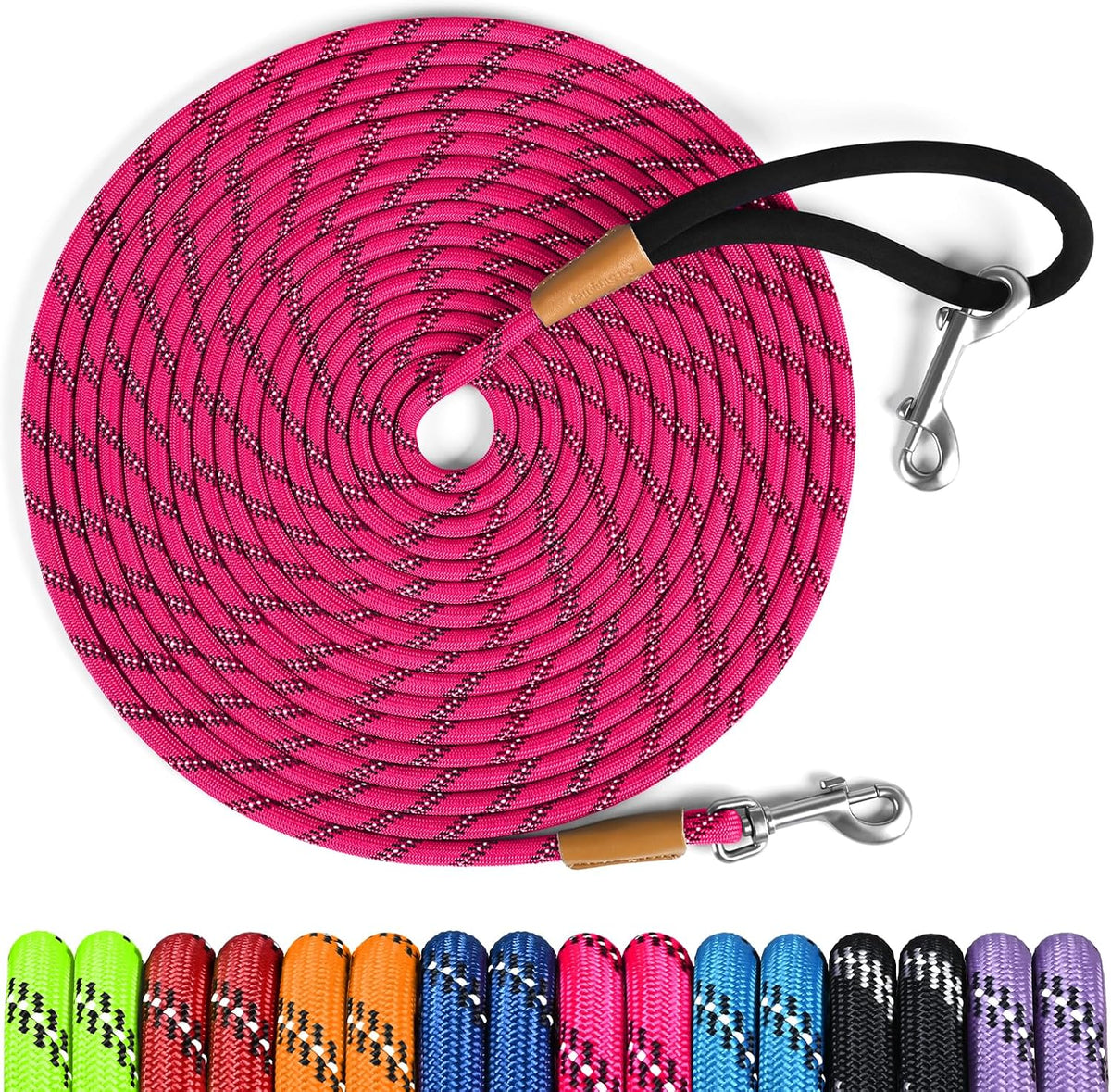 lynxking Long Dog Leash Reflective 15ft 30ft 50ft Check Cord Training Lead Padded Handle Heavy Duty Rope for Puppy Small Medium Large Dogs (Light Blue, 30ft x 3/8inch) - Image 10