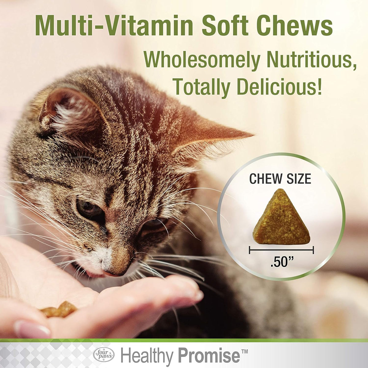 Close up of savory chicken flavor soft chews texture for cats