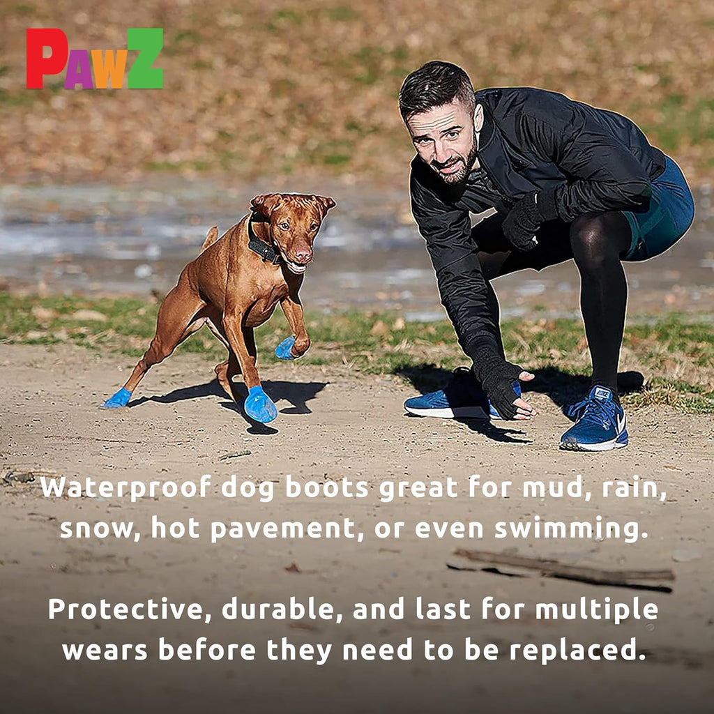 Bottom view of PawZ rubber boots showing anti-slip traction pattern