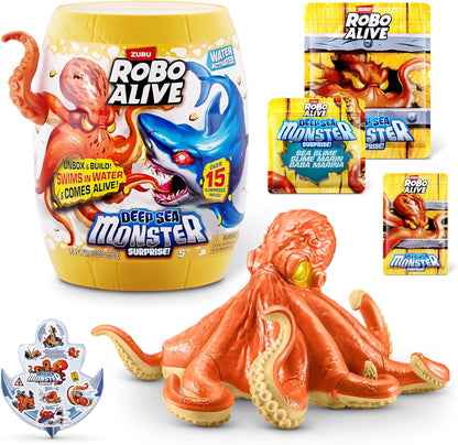 Robo Alive Deep Sea Monster Surprise Octopus front view packaging barrel