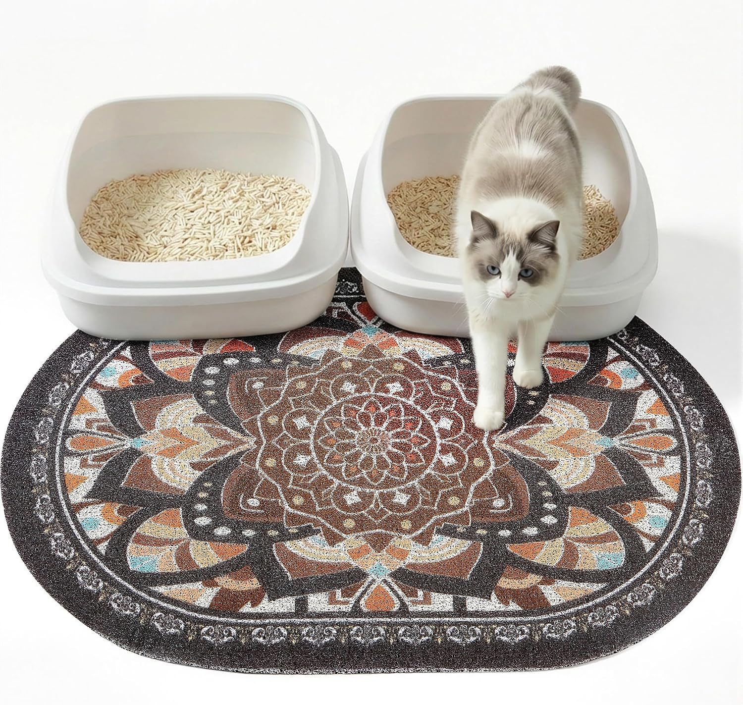 Bienbee Cat Litter Mat, 24" x 15" Litter Box Mat Rug with Non-Slip Bottom,Urine and Water Proof, Easy to Clean Cat Supplies Essentials for Indoor Kitty Kitten Floor, Bean-Green M - Image 14