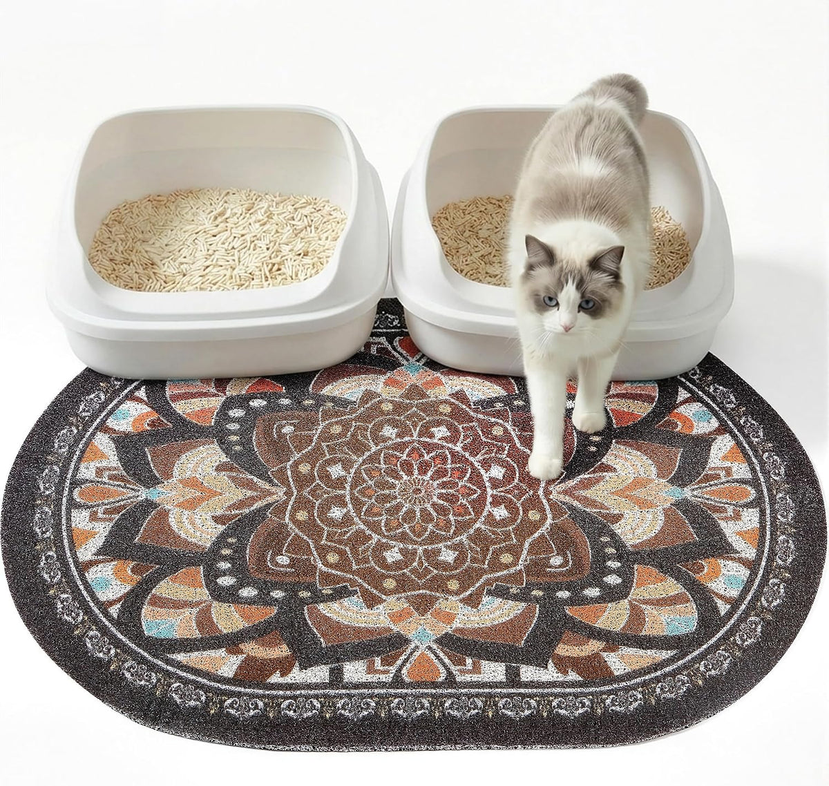 Bienbee Cat Litter Mat, 24" x 15" Litter Box Mat Rug with Non-Slip Bottom,Urine and Water Proof, Easy to Clean Cat Supplies Essentials for Indoor Kitty Kitten Floor, Bean-Green M - Image 14