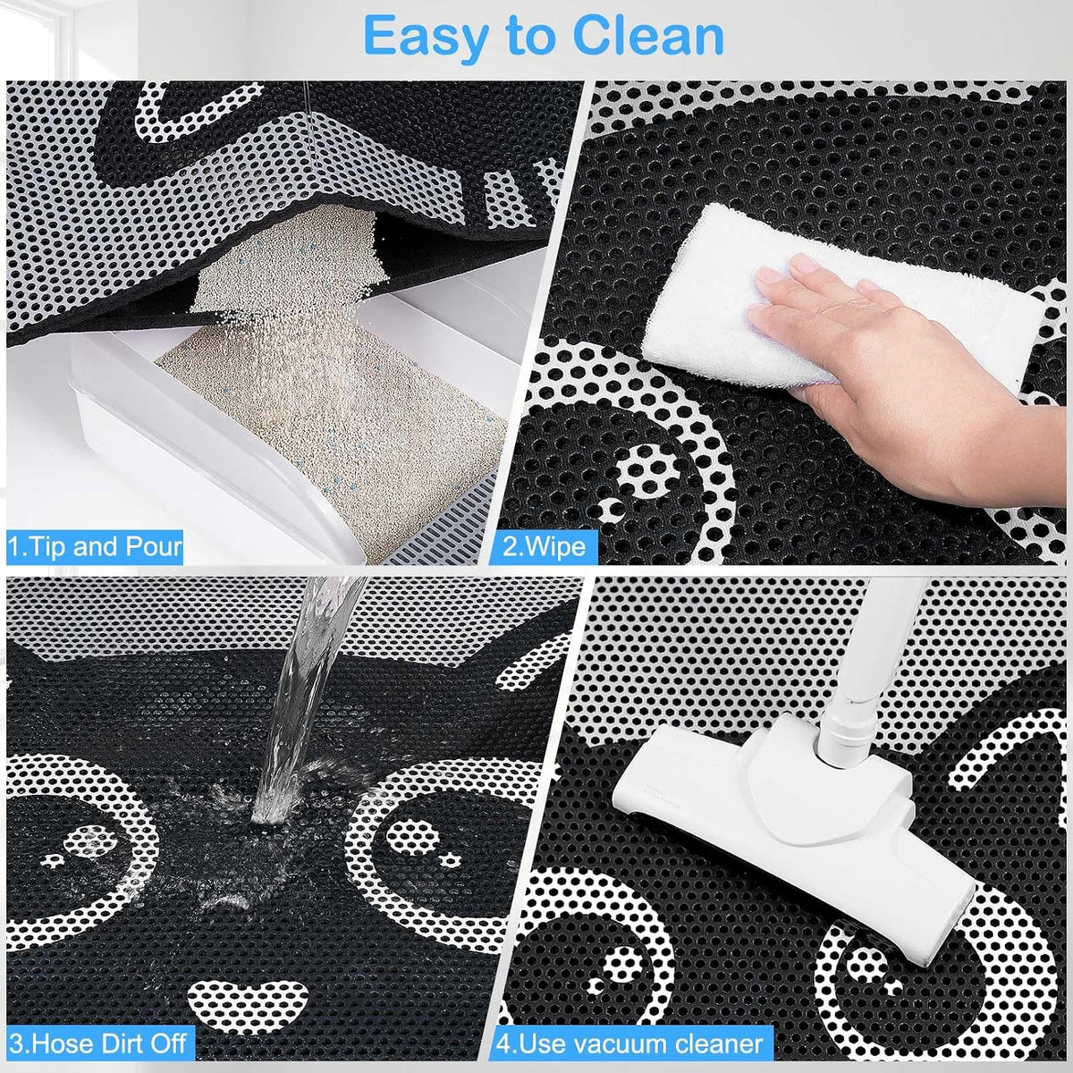 Water being sprayed on the waterproof bottom layer of the Bienbee cat litter mat