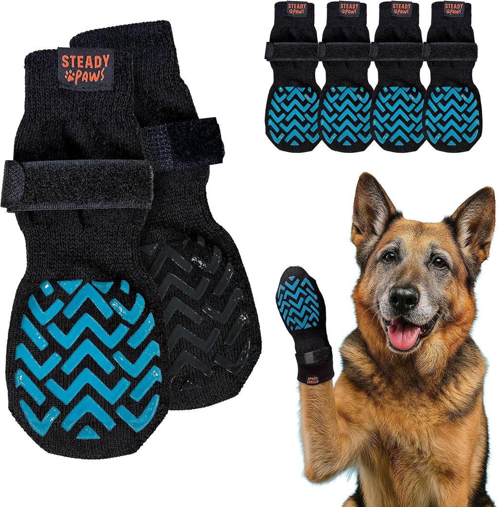 Anti-Slip Socks for Dogs - Breathable & Washable Non Slip Grippy Socks, Rubberized Paw & Adjustable Strap, Secure Fit to Prevent Slipping, Paw Protection for Senior Dogs, 4 Pack (Size L) - Image 9