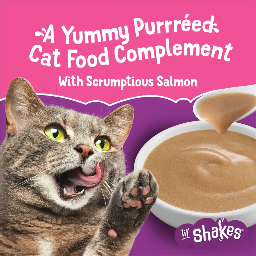 Friskies Lil Shakes salmon cat treat serving suggestion