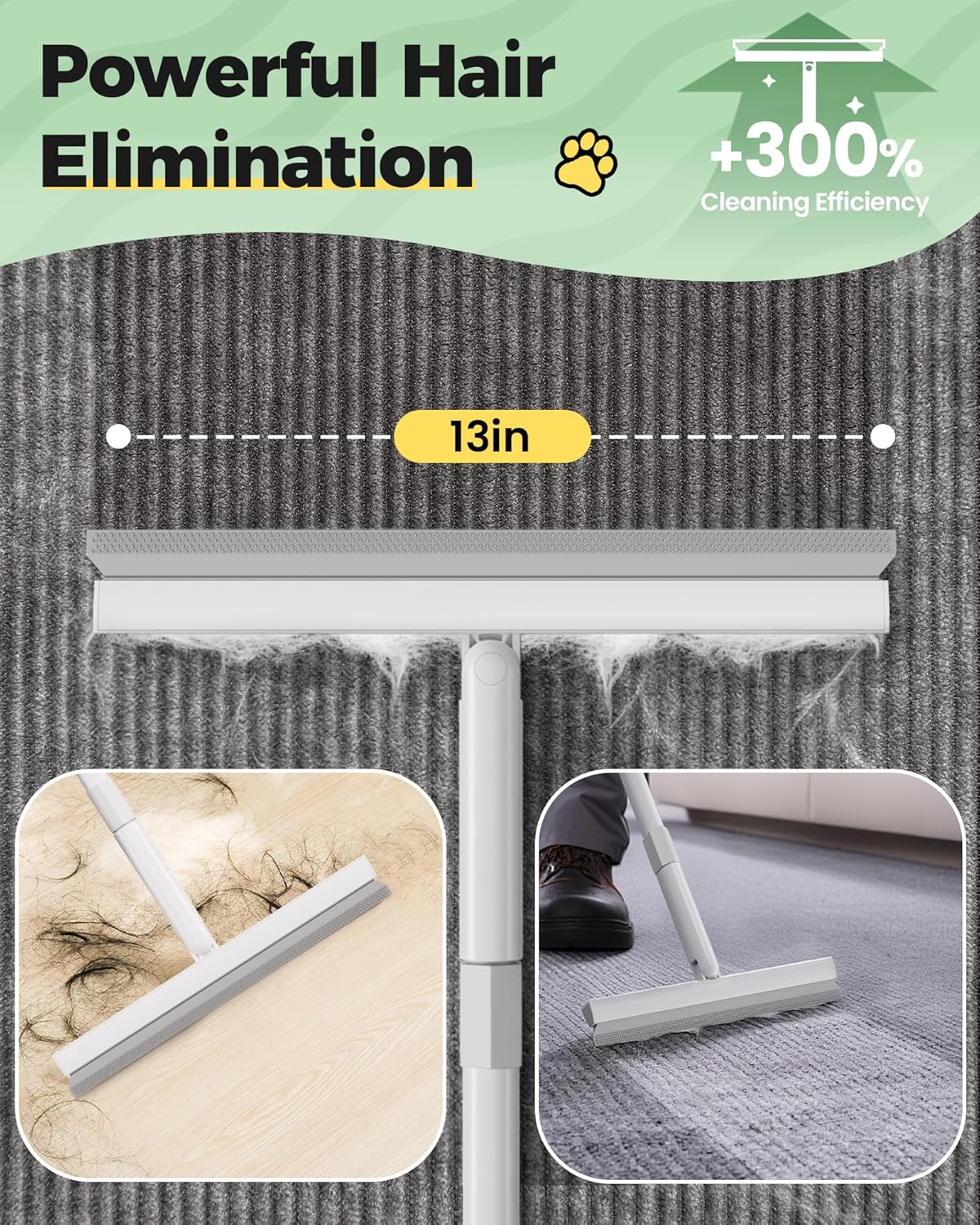 Detail view of Pwbslai rubber bristles for carpet hair removal
