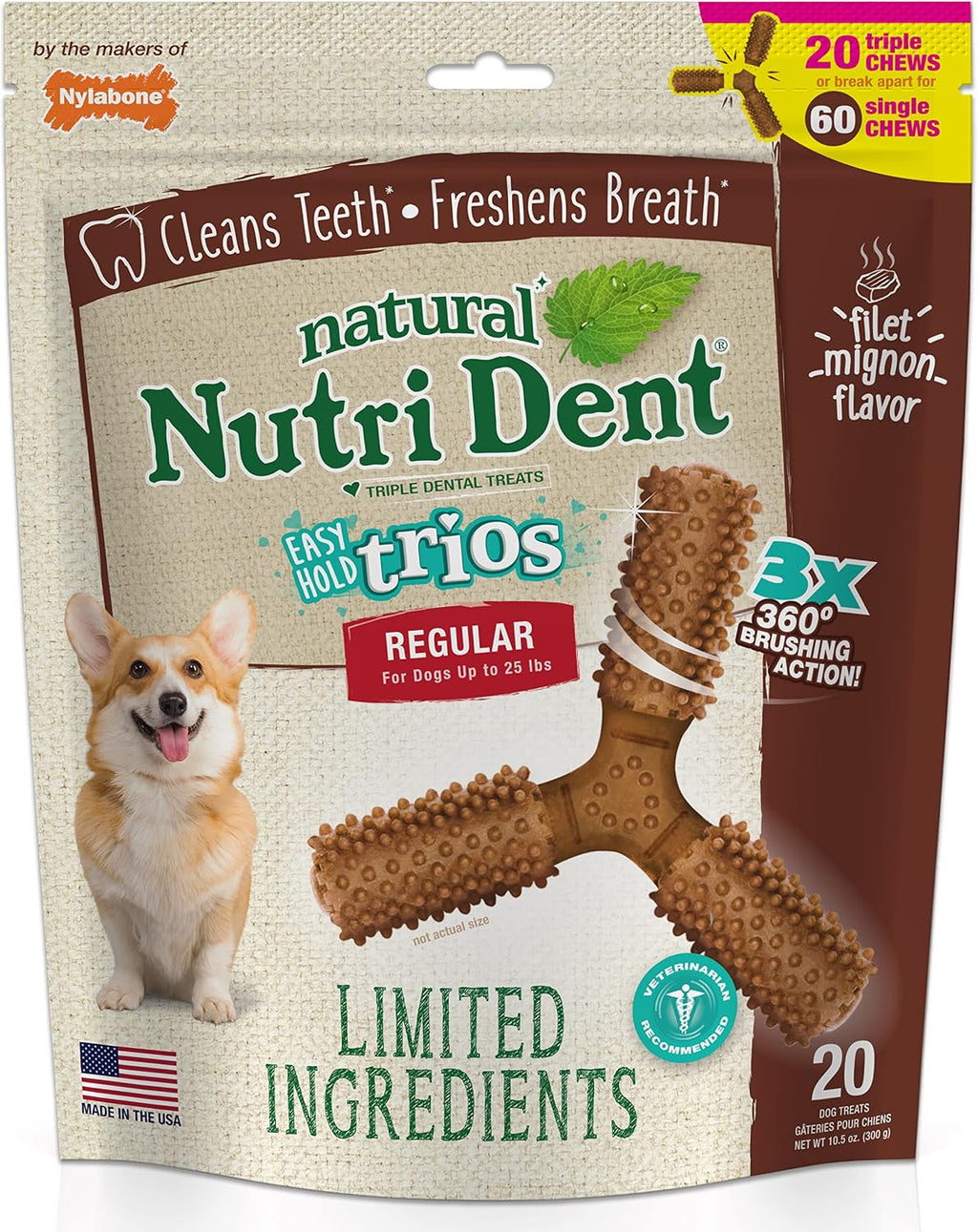 Nylabone Nutri Dent Dog Dental Chews - Natural Dog Teeth Cleaning & Breath Freshener - Dental Treats for Dogs - Filet Mignon Flavor, Small (64 Count) - Image 15