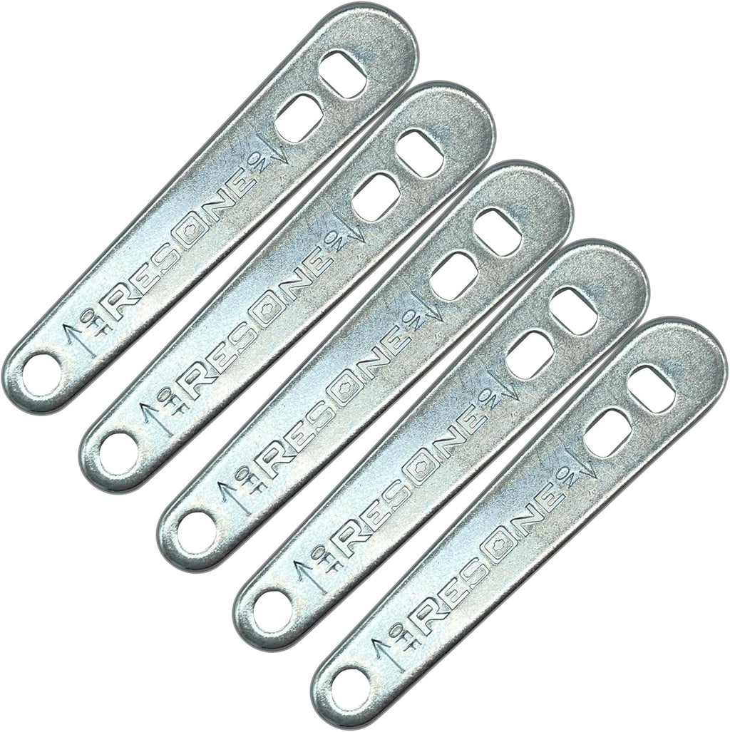 ResOne Heavy Duty Steel Oxygen Tank Wrench 5 pack front view in silver steel.