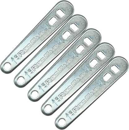 ResOne Heavy Duty Steel Oxygen Tank Wrench 5 pack front view in silver steel.