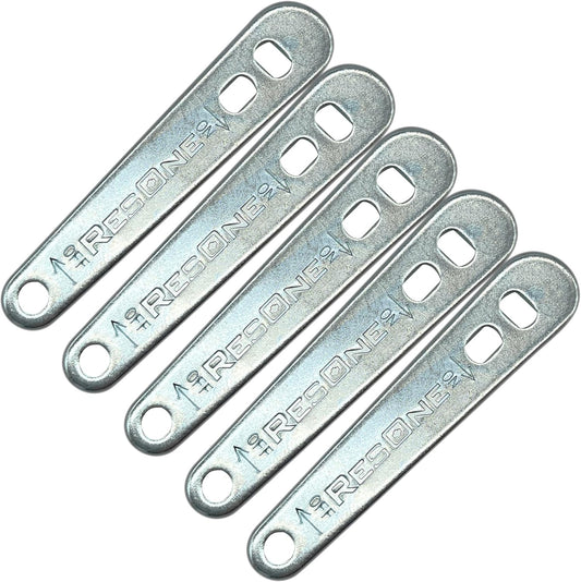 ResOne Heavy Duty Steel Oxygen Tank Wrench 5 pack front view in silver steel.