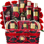 Lovery exotic rose spa gift basket front view