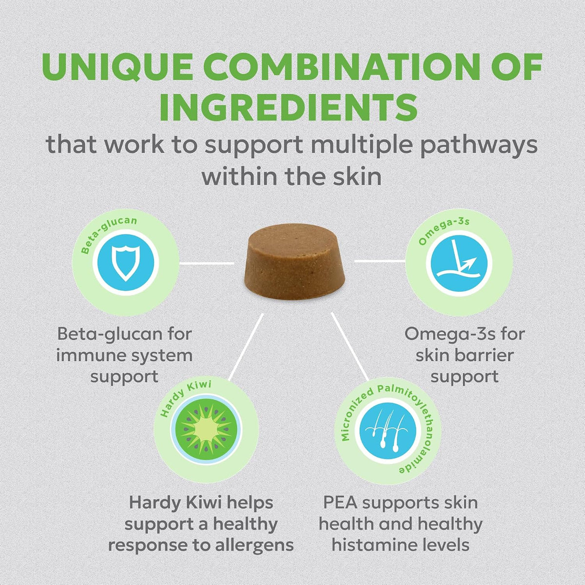 Dermaquin allergic response soft chews for small breed dogs side view