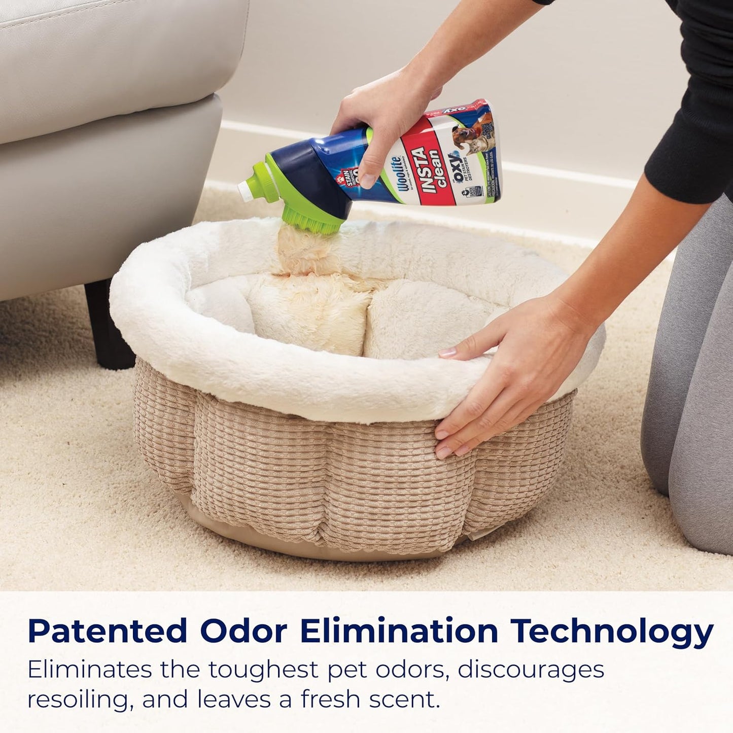 Side profile of Bissell InstaClean Oxy Pet cleaning bottle