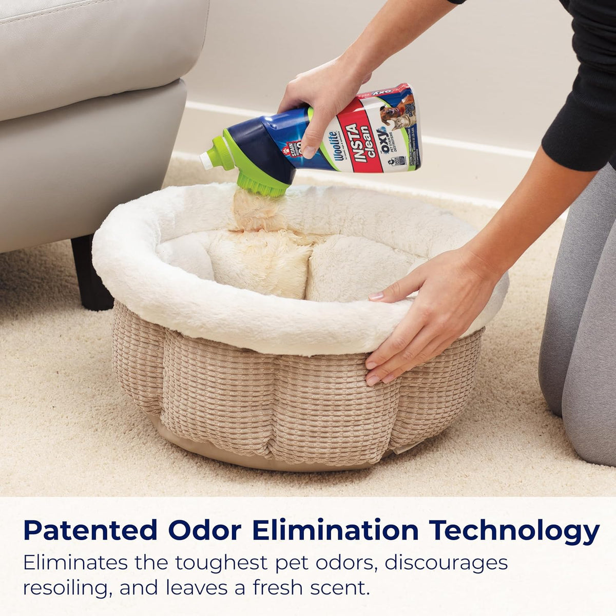 Side profile of Bissell InstaClean Oxy Pet cleaning bottle
