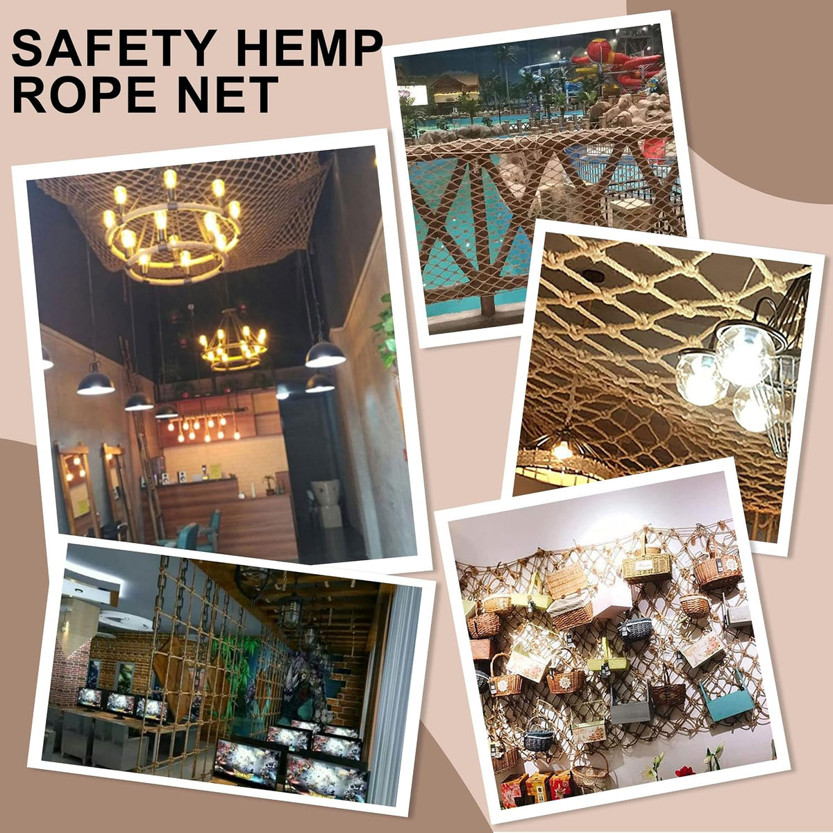 Safety Hemp Rope Net Kids Climbing Safety Netting Children Balcony Stairs Fence Railing Garden Playground Protection Heavy Duty Tree House Indoor&Outdoor Decor Rope Net 10mm/10cm 3.3x6.6ft(1x2m) - Image 9