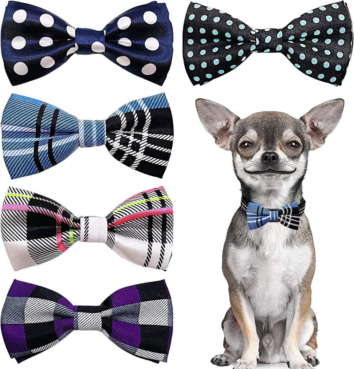 PET SHOW 12 Colors Plain Small Dogs Collar Embellishment Attachment Bow Ties Puppies Cats Collar Charms Accessories Slides Bowties for Birthday Wedding Parties Assorted Pack of 12 - Image 13
