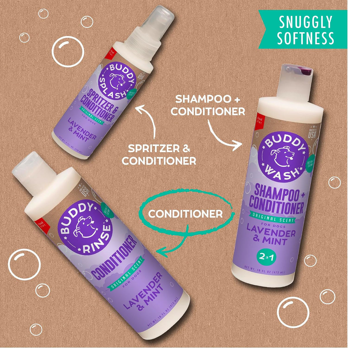 Authentic Buddy Biscuits professional dog fur moisturizing rinse bottle