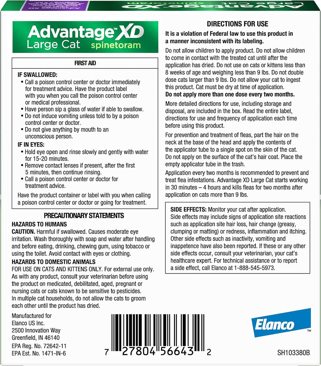 Topical flea treatment for cats over nine pounds packaging side view