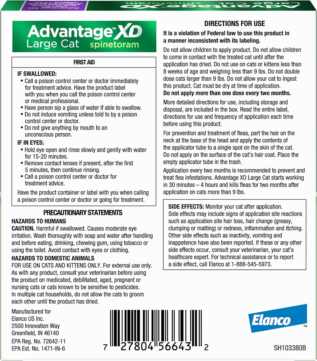 Topical flea treatment for cats over nine pounds packaging side view