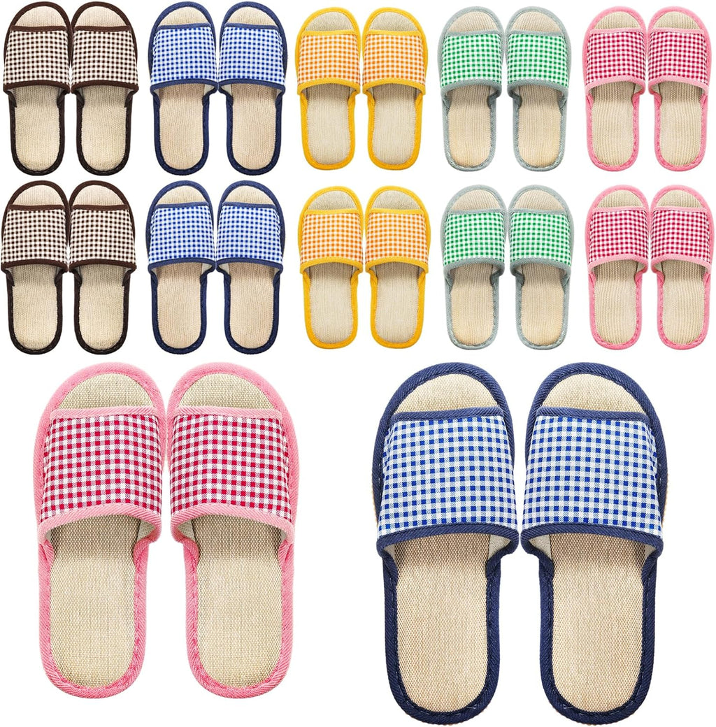 Eorbow 10 pairs washable house slippers front view display