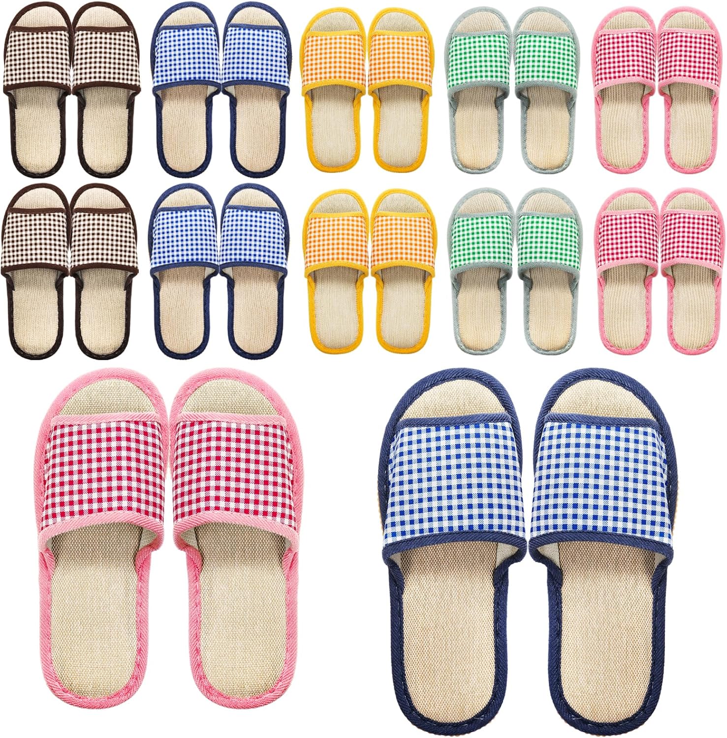 Eorbow 10 pairs washable house slippers front view display