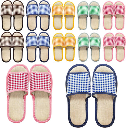 Eorbow 10 pairs washable house slippers front view display
