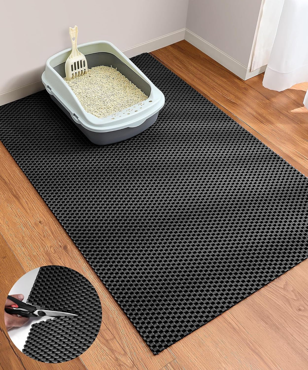Cooyes Cat Litter Mat - Cut to Fit Any Place, 35"x23" Large Litter Trapping Mat for Litter Box, Easy to Clean, Waterproof & Non-Slip Kitty Pad, Scatter Control to Protect the Floor (Khaki) - Image 11