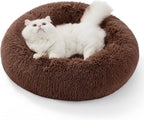 Bedsure Calming Donut Cat Bed - Fluffy Plush Round Pet Bed for Kitten & Puppy, Washable Anti-Anxiety Soft Comfy Cuddler, 20x20 Inches, Grey (Basic Version) - Image 12