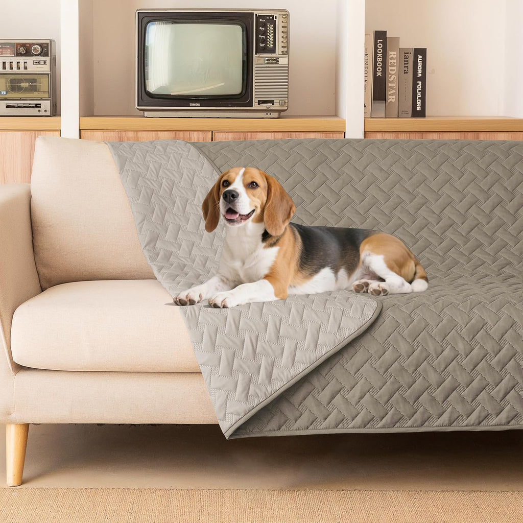 Heavy duty anti scratch dog blanket protecting bedroom sheets.
