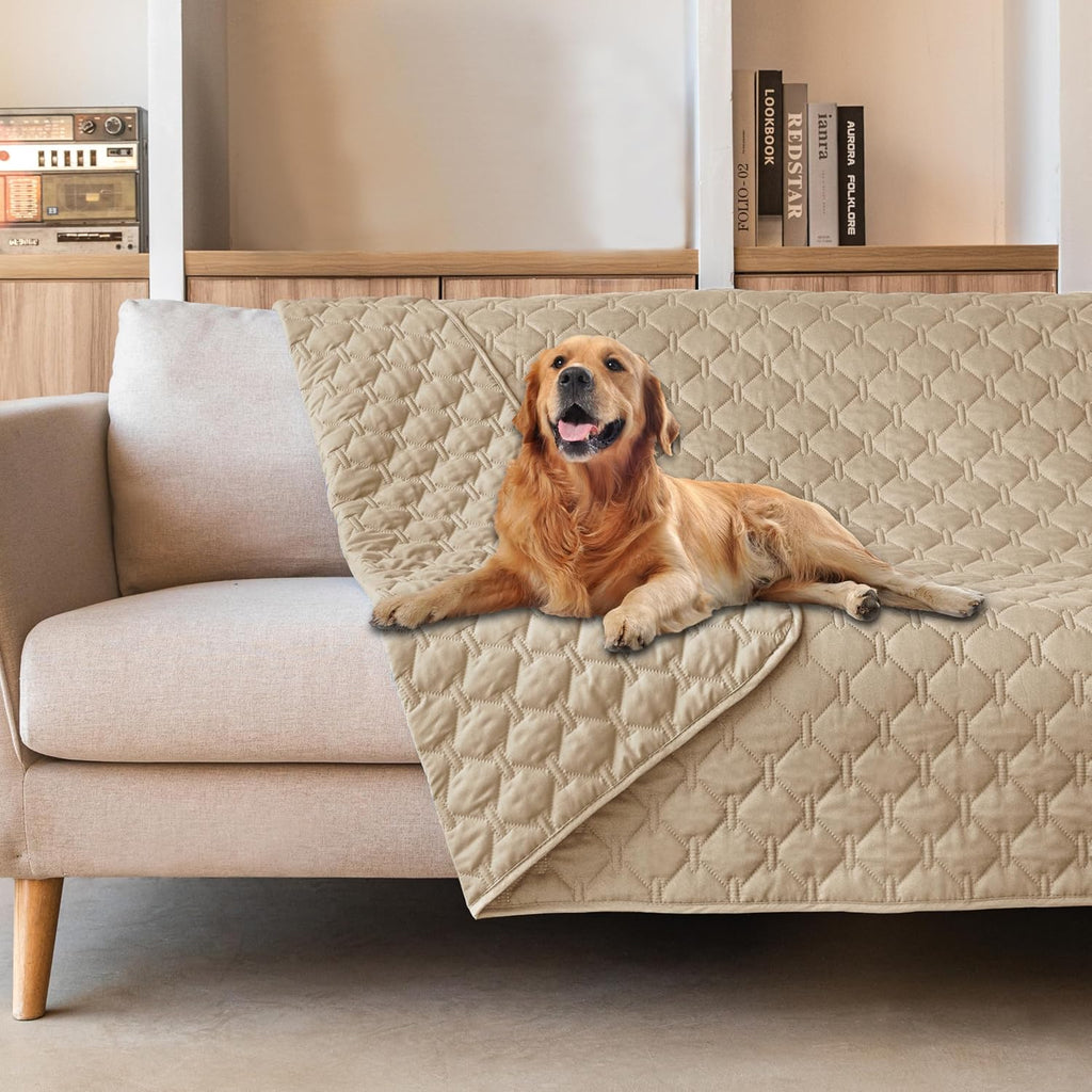 Gogobunny waterproof pet blanket front view on a modern living room sofa