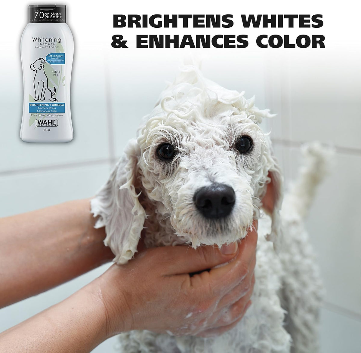 Wahl USA Whitening Shampoo White Pear scent for Pets - Whitening & Animal Odor Control with Silky Smooth Results for Grooming Dirty Dogs - 24 oz - Model 820001A - Image 9
