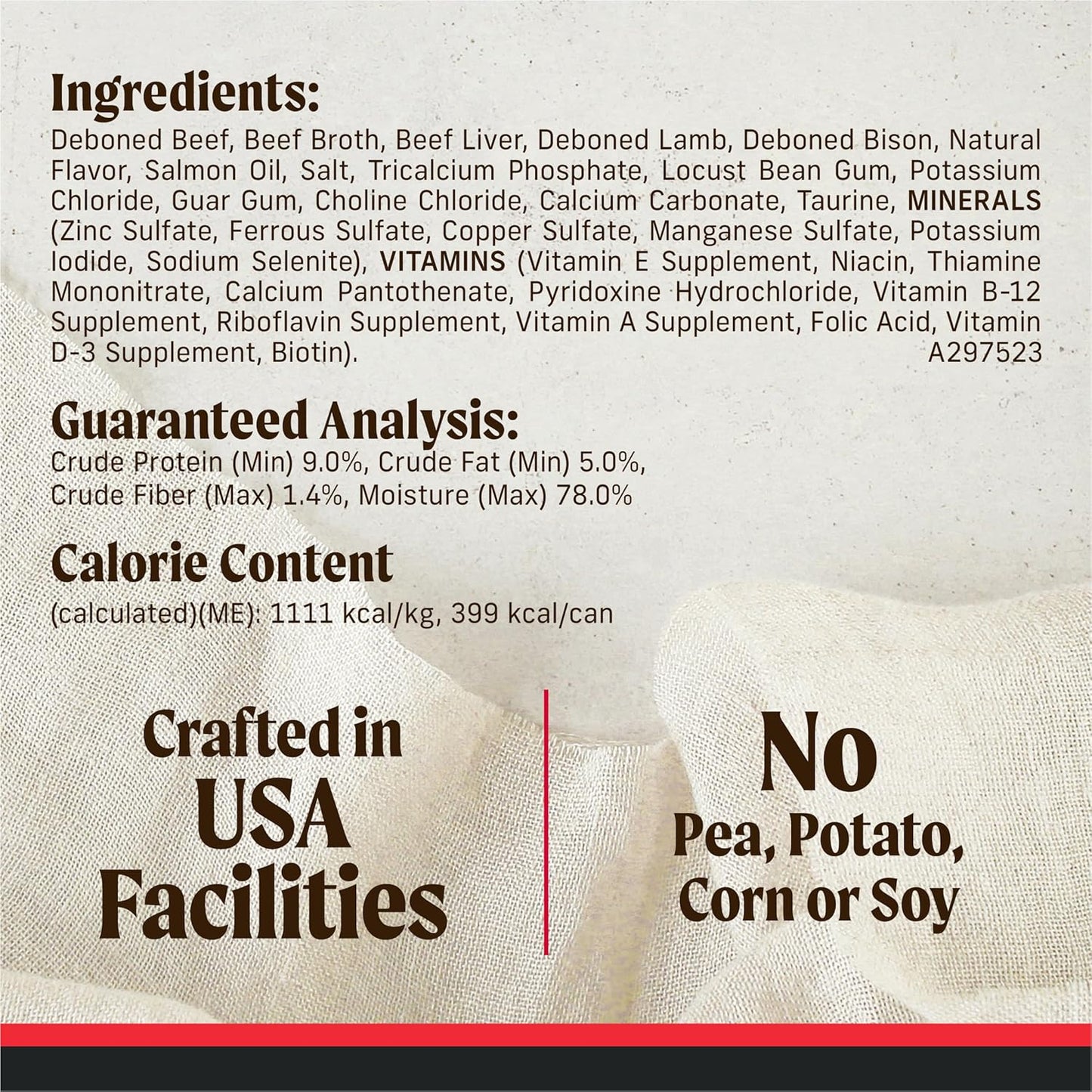 Merrick authentic canned dog food twelve pack packaging side view