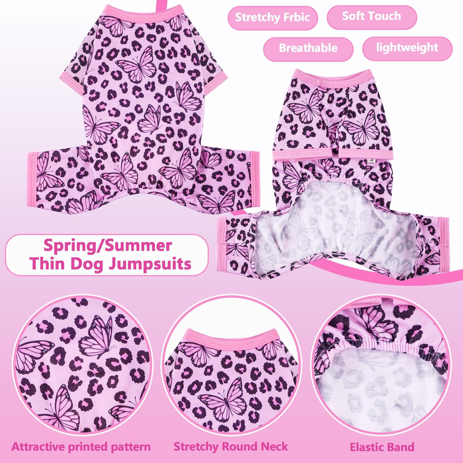Tochibabe elastic cat and dog pajamas rounded neck detail shot